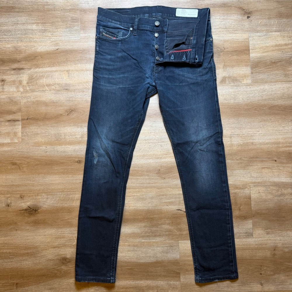 Diesel Tepphar-X Jeans Mens 30 Dark Indigo Slim Carrot Stretch Button‎ Fly 0679R